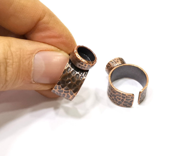 Copper Ring Blank Setting Cabochon Base inlay Ring Backs Mounting Adjustable Ring Base Bezel (8mm blank) Antique Copper Plated G16825