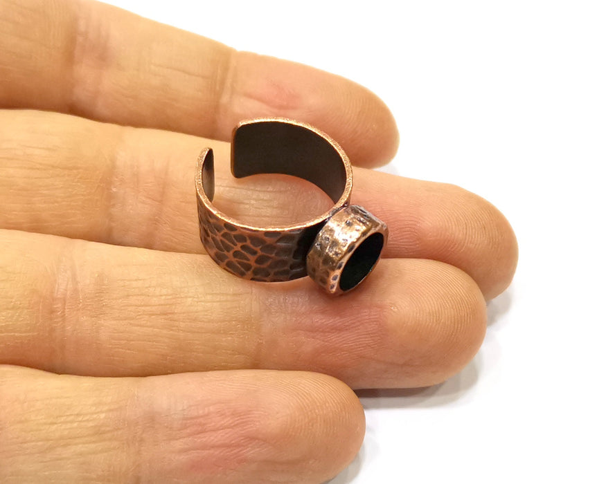 Copper Ring Blank Setting Cabochon Base inlay Ring Backs Mounting Adjustable Ring Base Bezel (8mm blank) Antique Copper Plated G16825