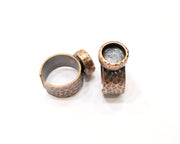 Copper Ring Blank Setting Cabochon Base inlay Ring Backs Mounting Adjustable Ring Base Bezel (10mm blank) Antique Copper Plated G16829