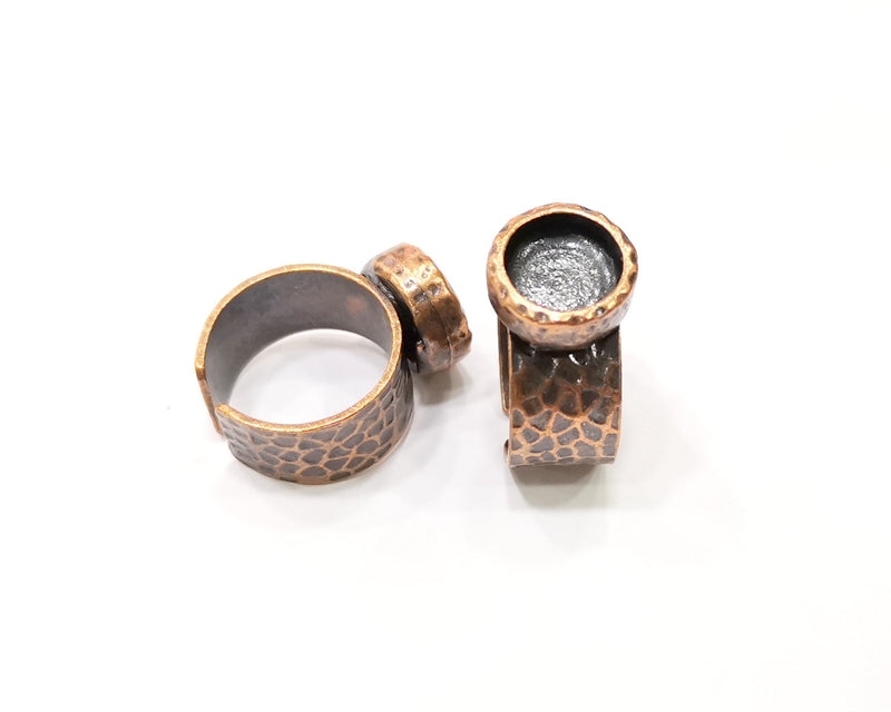 Copper Ring Blank Setting Cabochon Base inlay Ring Backs Mounting Adjustable Ring Base Bezel (10mm blank) Antique Copper Plated G16829
