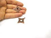 4 Star Charm Antique Copper Charm (36x33mm) G16833