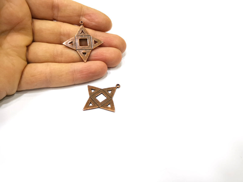 4 Star Charm Antique Copper Charm (36x33mm) G16833