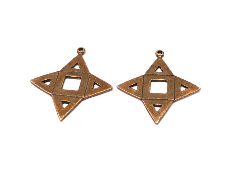 4 Star Charm Antique Copper Charm (36x33mm) G16833