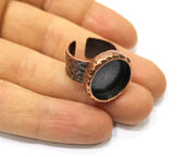 Copper Ring Blank Setting Cabochon Base inlay Ring Backs Mounting Adjustable Ring Base Bezel (16mm blank) Antique Copper Plated G16835