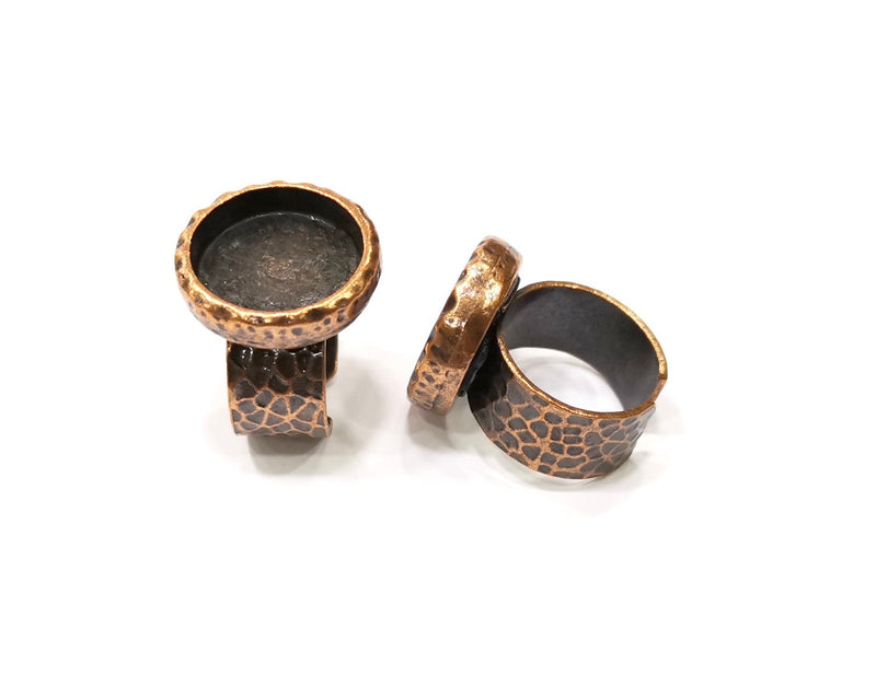 Copper Ring Blank Setting Cabochon Base inlay Ring Backs Mounting Adjustable Ring Base Bezel (16mm blank) Antique Copper Plated G16835