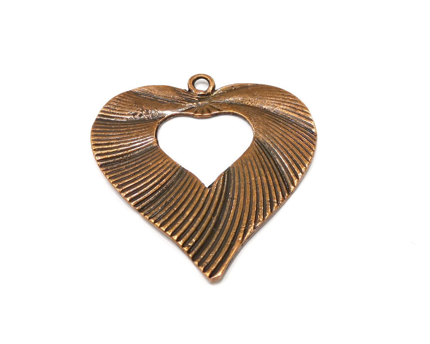 Heart Pendant Antique Copper Plated Metal (50x48mm) G16836