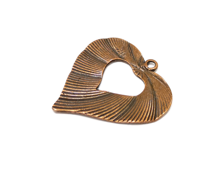 Heart Pendant Antique Copper Plated Metal (50x48mm) G16836