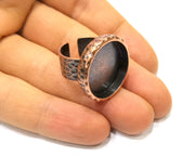 Copper Ring Blank Setting Cabochon Base inlay Ring Backs Mounting Adjustable Ring Base Bezel (22mm blank) Antique Copper Plated G16840