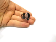 Copper Ring Blank Setting Cabochon Base inlay Ring Backs Mounting Adjustable Ring Base Bezel (22mm blank) Antique Copper Plated G16840