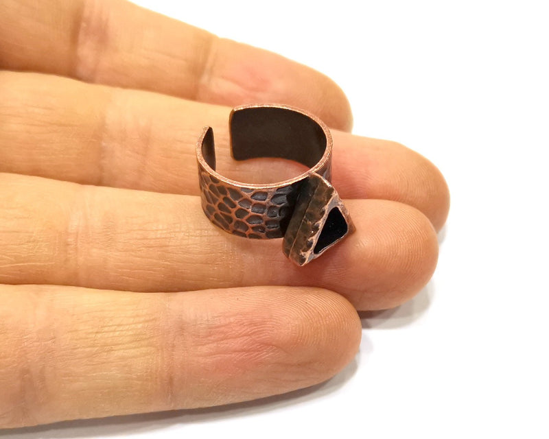 Copper Ring Blank Setting Cabochon Base inlay Ring Backs Mounting Adjustable Ring Base Bezel (7x6mm blank) Antique Copper Plated G16843