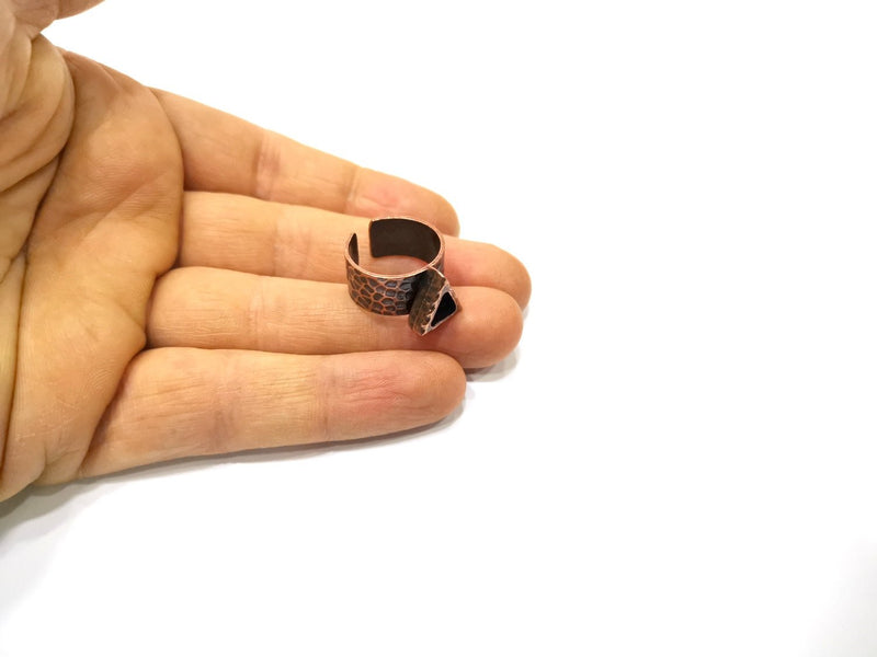 Copper Ring Blank Setting Cabochon Base inlay Ring Backs Mounting Adjustable Ring Base Bezel (7x6mm blank) Antique Copper Plated G16843