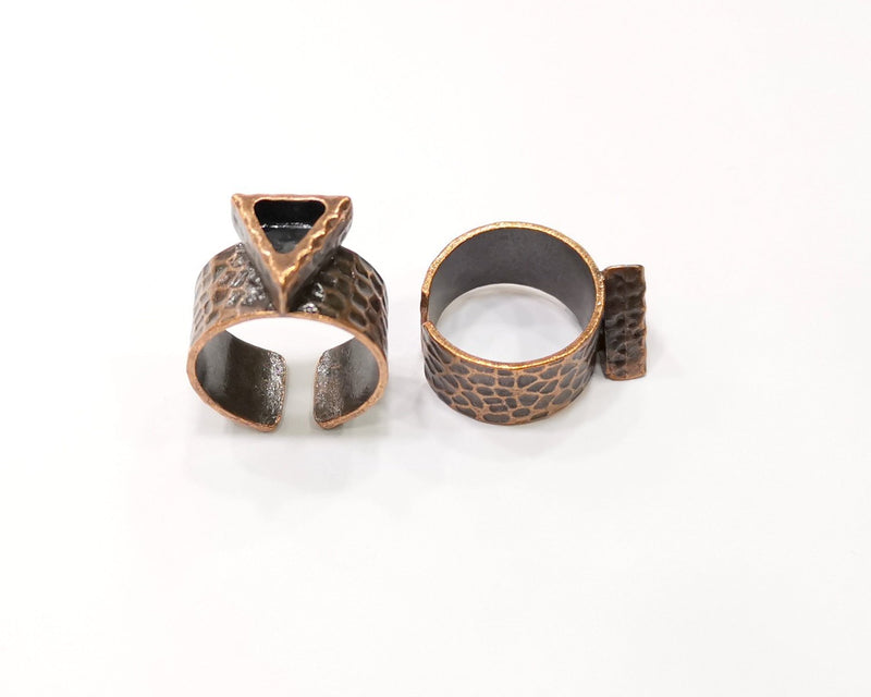 Copper Ring Blank Setting Cabochon Base inlay Ring Backs Mounting Adjustable Ring Base Bezel (7x6mm blank) Antique Copper Plated G16843
