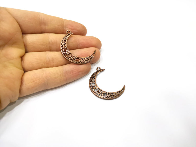 4 Crescent Charm Antique Copper Charm (39x28mm) G16849