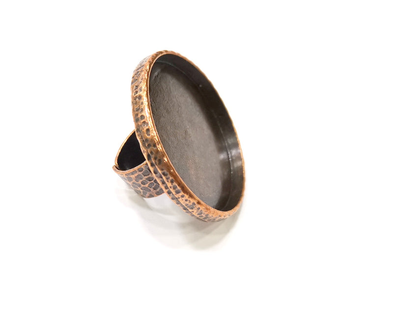 Copper Ring Blank Setting Cabochon Base inlay Ring Backs Mounting Adjustable Ring Base Bezel (40mm blank) Antique Copper Plated G16851