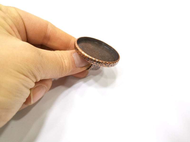 Copper Ring Blank Setting Cabochon Base inlay Ring Backs Mounting Adjustable Ring Base Bezel (40mm blank) Antique Copper Plated G16851