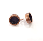 Earring Blank Backs Base Settings Copper Resin Blank Cabochon Base inlay Mountings Antique Copper Plated Brass (10mm blank) 1 Pair G15936