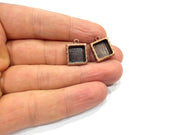 4 Copper Pendant Blank Resin Base Hammered Cabochon Blank Mosaic inlay Necklace Mountings Antique Copper Plated Metal(10x10mm blank)  G15946