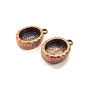 4 Copper Pendant Blank Resin Base Hammered Cabochon Blank Mosaic inlay Necklace Mountings Antique Copper Plated Metal(10x8 mm blank) G15950