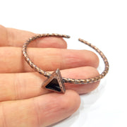 Bracelet Blank Cuff Bezel Resin Bangle inlay Blank Glass Cabochon Base Bezel Hammered Adjustable Antique Copper Bracelet (8mm Blank) G15955