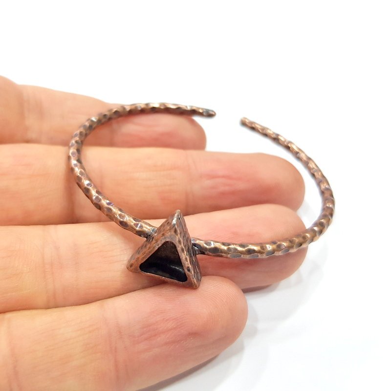 Bracelet Blank Cuff Bezel Resin Bangle inlay Blank Glass Cabochon Base Bezel Hammered Adjustable Antique Copper Bracelet (6mm Blank) G15964