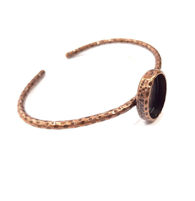 Bracelet Blank Cuff Bezel Resin Bangle inlay Blank Glass Cabochon Base Bezel Hammered Adjustable Antique Copper Bracelet (18x13mm ) G15957