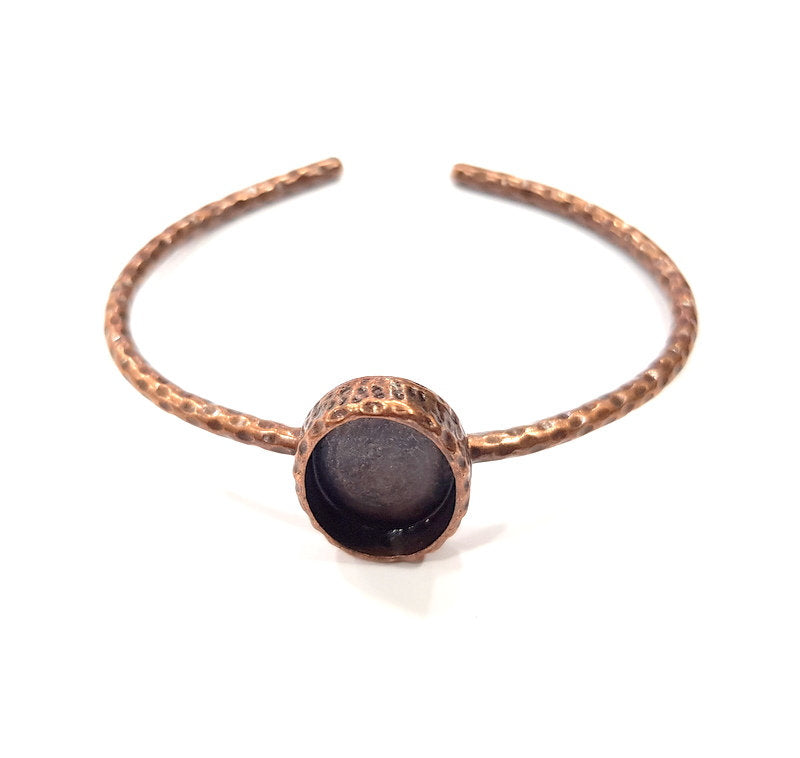 Bracelet Blank Cuff Bezel Resin Bangle inlay Blank Glass Cabochon Base Bezel Hammered Adjustable Antique Copper Bracelet (18x13mm ) G15957