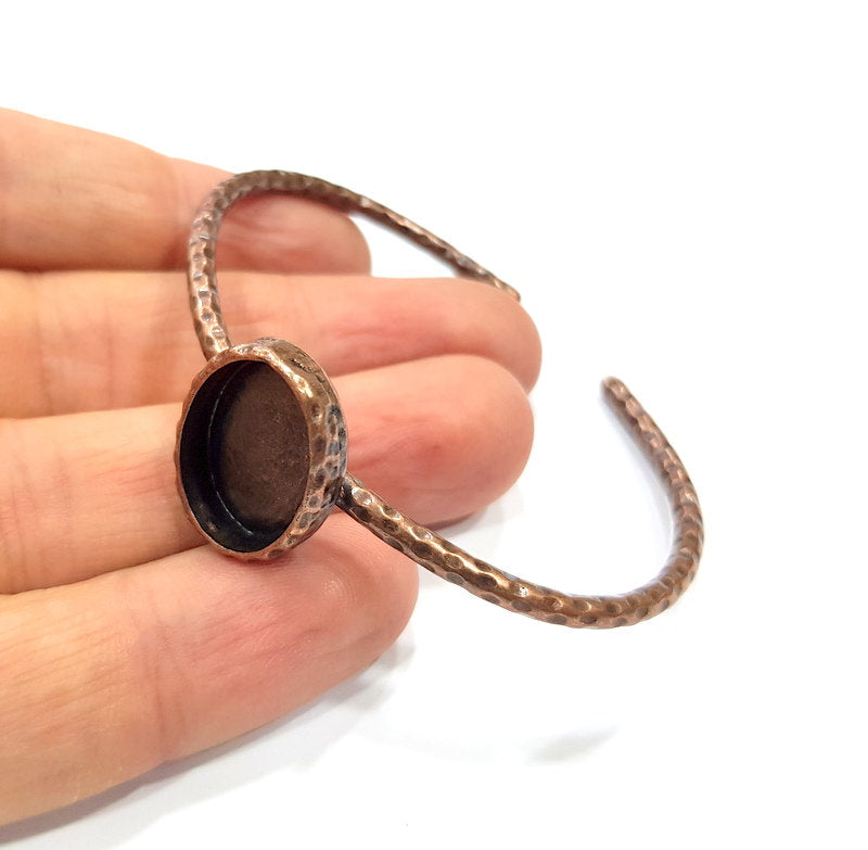 Bracelet Blank Cuff Bezel Resin Bangle inlay Blank Glass Cabochon Base Bezel Hammered Adjustable Antique Copper Bracelet (18x13mm ) G15957