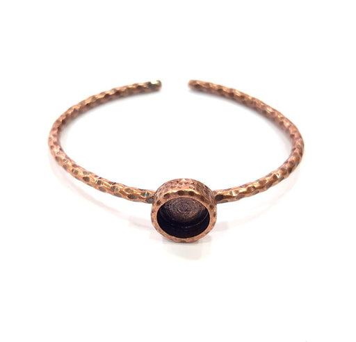 Bracelet Blank Cuff Bezel Resin Bangle inlay Blank Glass Cabochon Base Bezel Hammered Adjustable Antique Copper Bracelet (10mm Blank) G15959