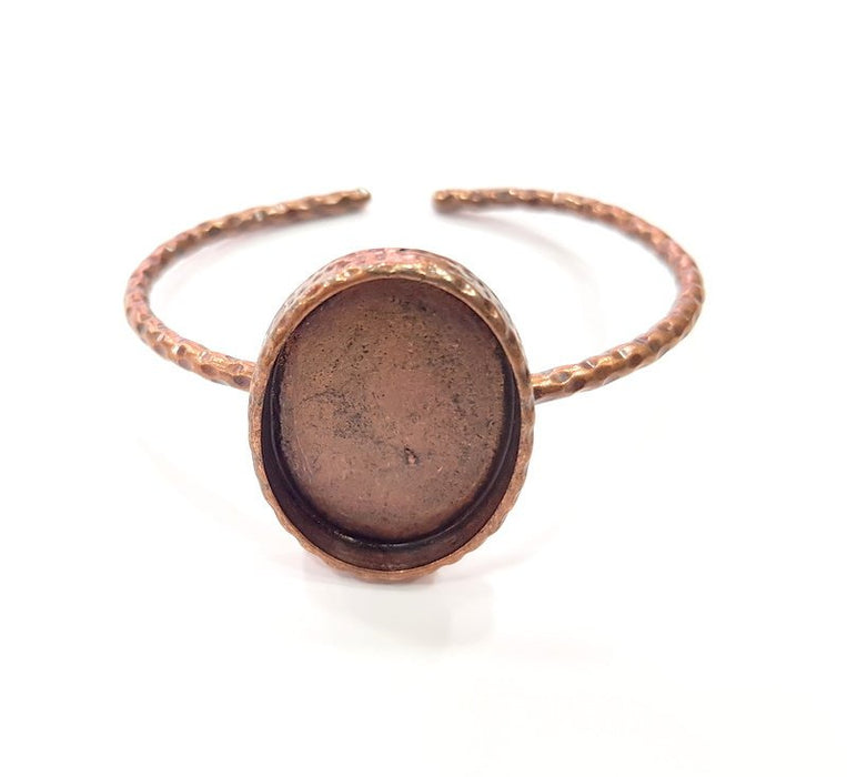 Bracelet Blank Cuff Bezel Resin Bangle inlay Blank Glass Cabochon Base Bezel Hammered Adjustable Antique Copper Bracelet (30x22mm ) G15960