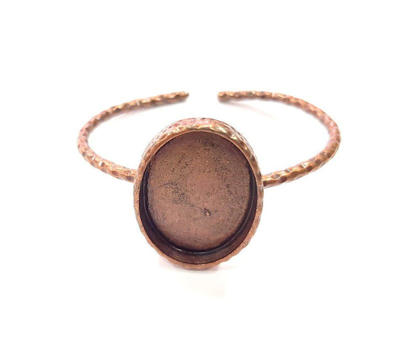 Bracelet Blank Cuff Bezel Resin Bangle inlay Blank Glass Cabochon Base Bezel Hammered Adjustable Antique Copper Bracelet (30x22mm ) G15960