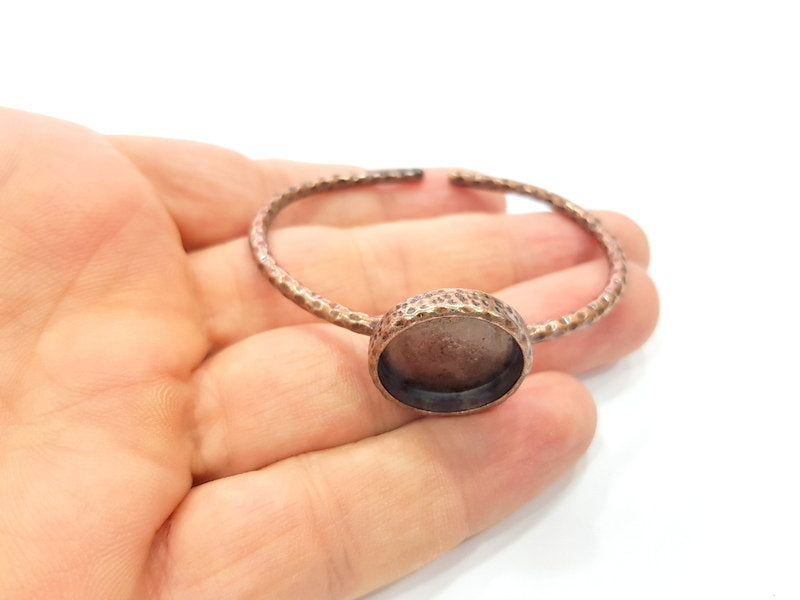 Bracelet Blank Cuff Bezel Resin Bangle inlay Blank Glass Cabochon Base Bezel Hammered Adjustable Antique Copper Bracelet (18mm Blank) G15961