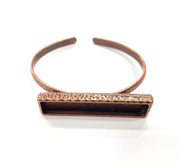 Bracelet Blank Cuff Bezel Resin Bangle inlay Blank Glass Cabochon Base Bezel Hammered Adjustable Antique Copper Bracelet (50x10mm ) G15962