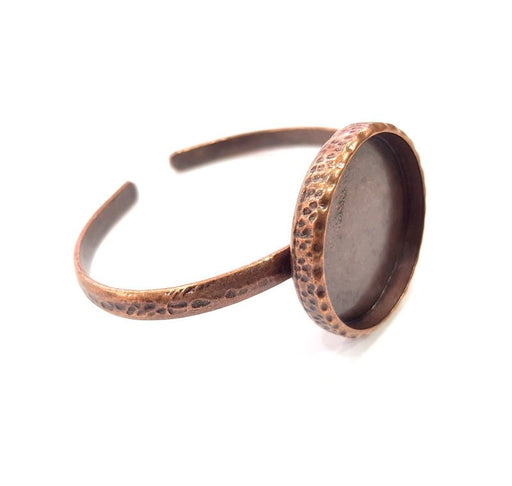 Bracelet Blank Cuff Bezel Resin Bangle inlay Blank Glass Cabochon Base Bezel Hammered Adjustable Antique Copper Bracelet (30mm Blank) G15963