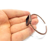 Bracelet Blank Cuff Bezel Resin Bangle inlay Blank Glass Cabochon Base Bezel Hammered Adjustable Antique Copper Bracelet (16x16mm ) G15966