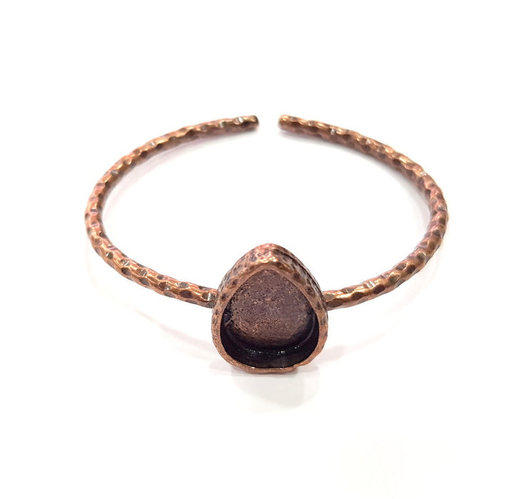 Bracelet Blank Cuff Bezel Resin Bangle inlay Blank Glass Cabochon Base Bezel Hammered Adjustable Antique Copper Bracelet (18x13mm ) G15970