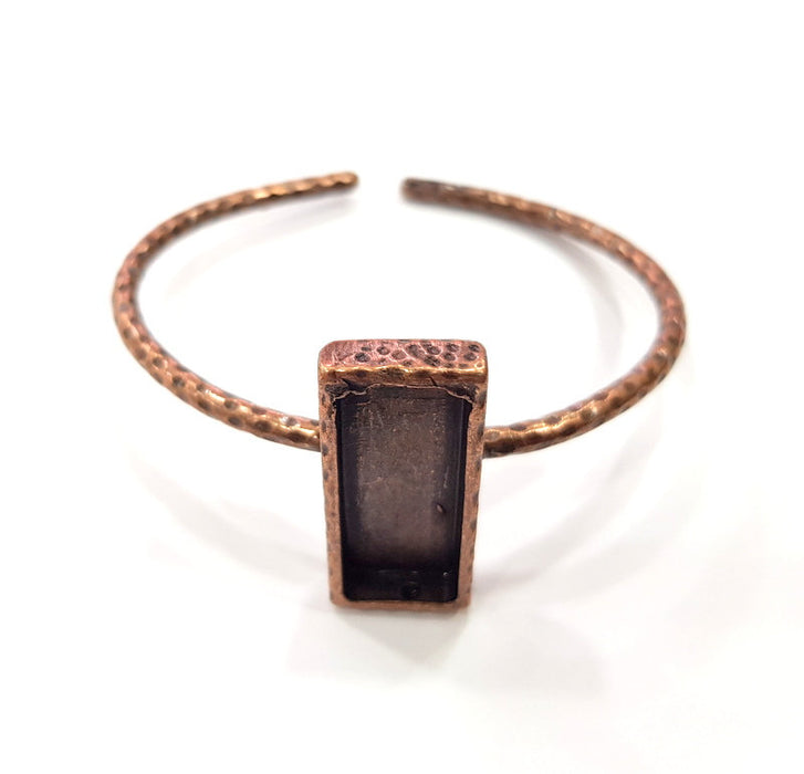 Bracelet Blank Cuff Bezel Resin Bangle inlay Blank Glass Cabochon Base Bezel Hammered Adjustable Antique Copper Bracelet (25x10mm ) G15971