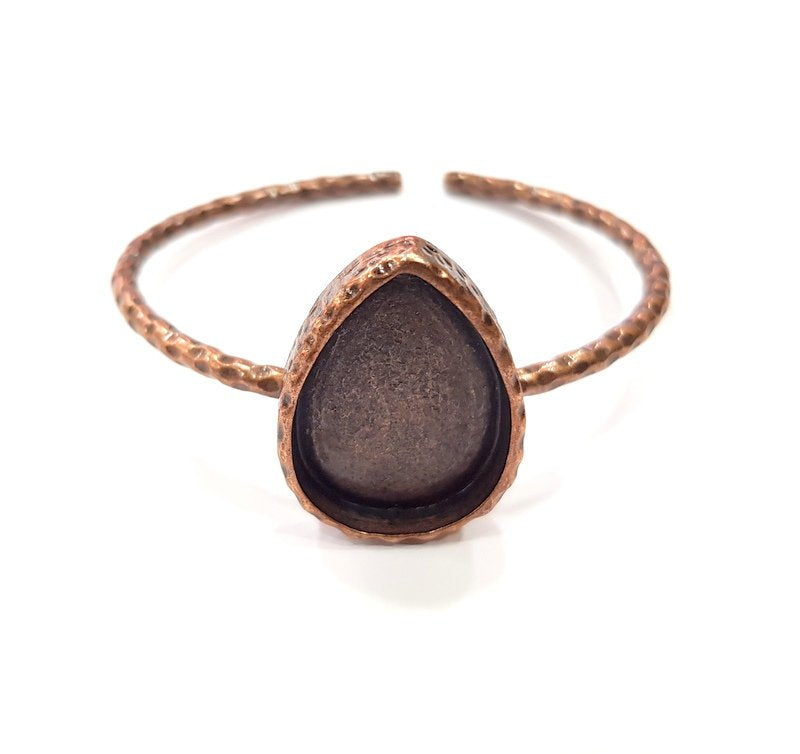 Bracelet Blank Cuff Bezel Resin Bangle inlay Blank Glass Cabochon Base Bezel Hammered Adjustable Antique Copper Bracelet (25x18mm ) G15972