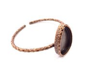 Bracelet Blank Cuff Bezel Resin Bangle inlay Blank Glass Cabochon Base Bezel Hammered Adjustable Antique Copper Bracelet (25x18mm ) G15972