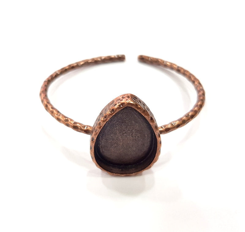 Bracelet Blank Cuff Bezel Resin Bangle inlay Blank Glass Cabochon Base Bezel Hammered Adjustable Antique Copper Bracelet (25x18mm ) G15972
