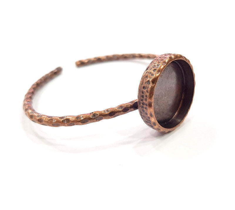Bracelet Blank Cuff Bezel Resin Bangle inlay Blank Glass Cabochon Base Bezel Hammered Adjustable Antique Copper Bracelet (22mm Blank) G15973