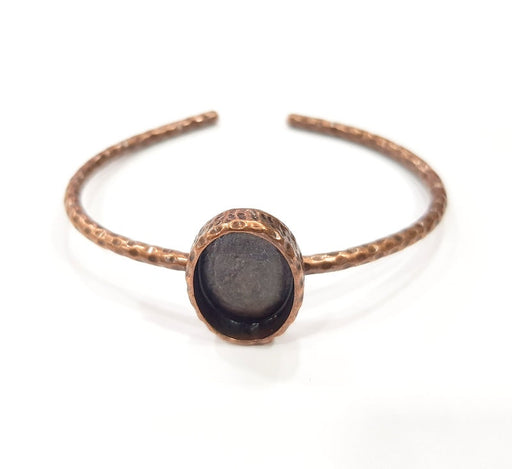 Bracelet Blank Cuff Bezel Resin Bangle inlay Blank Glass Cabochon Base Bezel Hammered Adjustable Antique Copper Bracelet (14x10mm ) G15974