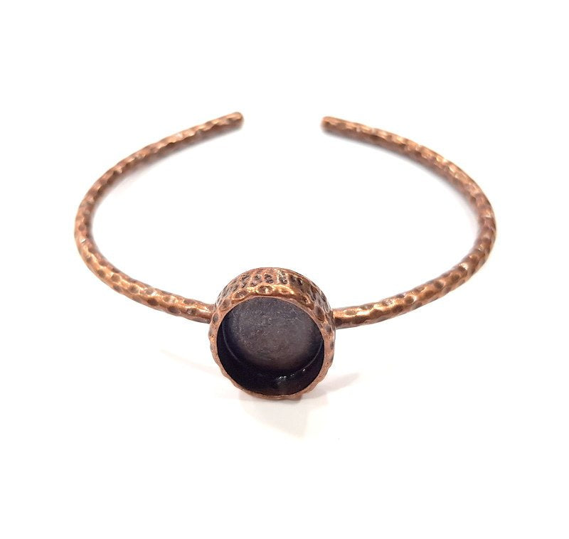 Bracelet Blank Cuff Bezel Resin Bangle inlay Blank Glass Cabochon Base Bezel Hammered Adjustable Antique Copper Bracelet (14x10mm ) G15974
