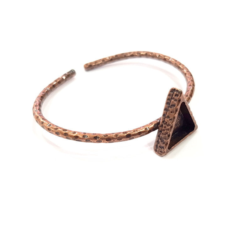 Bracelet Blank Cuff Bezel Resin Bangle inlay Blank Glass Cabochon Base Bezel Hammered Adjustable Antique Copper Bracelet (14x12mm ) G15976