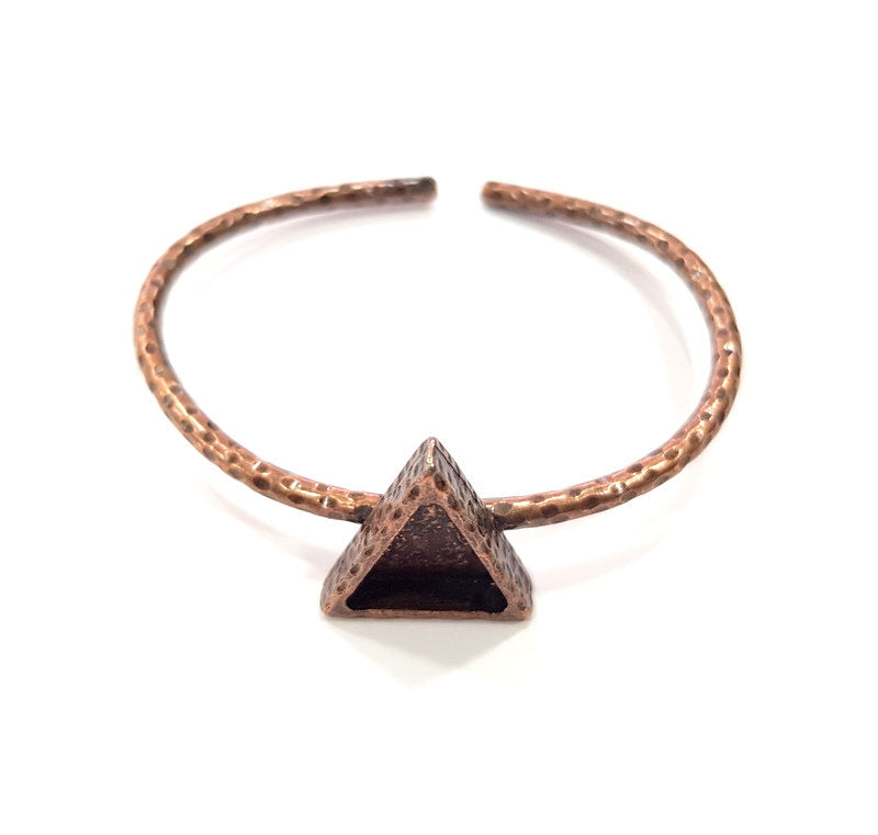 Bracelet Blank Cuff Bezel Resin Bangle inlay Blank Glass Cabochon Base Bezel Hammered Adjustable Antique Copper Bracelet (14x12mm ) G15976