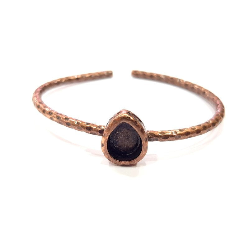 Bracelet Blank Cuff Bezel Resin Bangle inlay Blank Glass Cabochon Base Bezel Hammered Adjustable Antique Copper Bracelet (10x8mm ) G15977