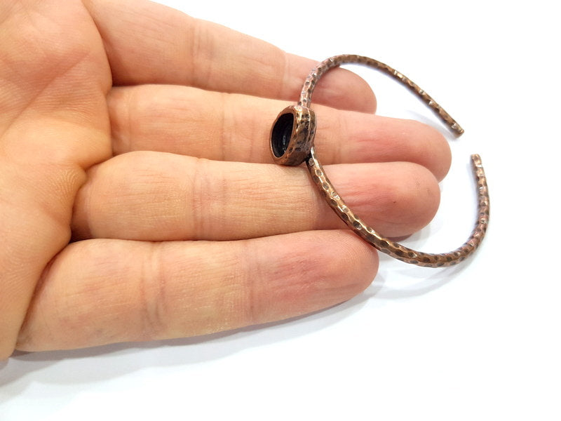 Bracelet Blank Cuff Bezel Resin Bangle inlay Blank Glass Cabochon Base Bezel Hammered Adjustable Antique Copper Bracelet (10x8mm ) G15977