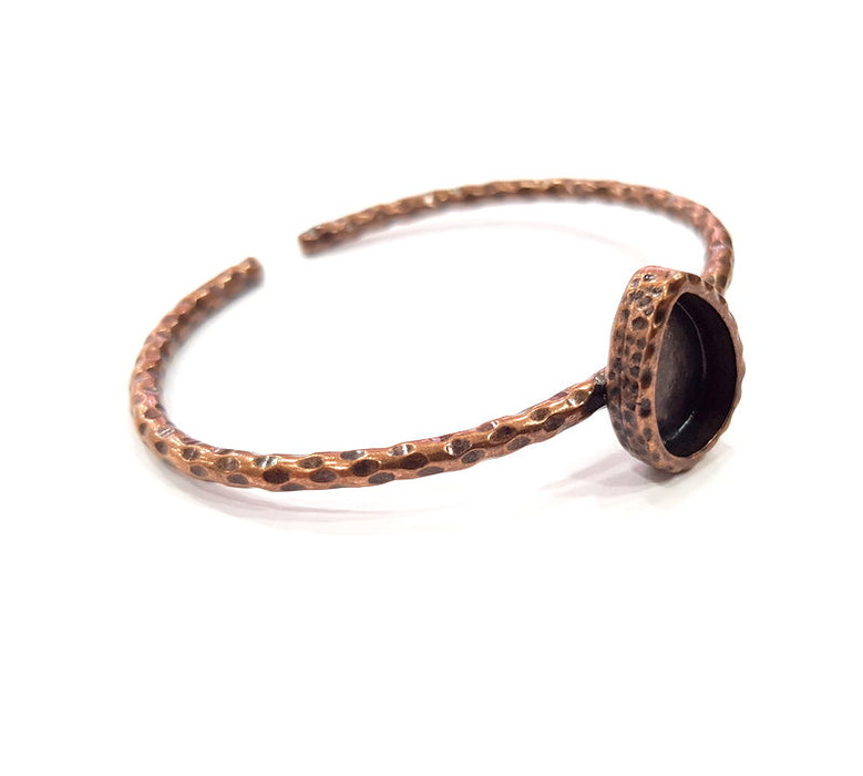 Bracelet Blank Cuff Bezel Resin Bangle inlay Blank Glass Cabochon Base Bezel Hammered Adjustable Antique Copper Bracelet (14x10mm ) G15981