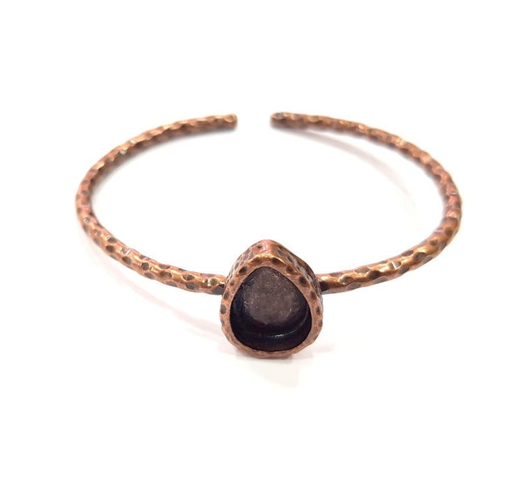 Bracelet Blank Cuff Bezel Resin Bangle inlay Blank Glass Cabochon Base Bezel Hammered Adjustable Antique Copper Bracelet (14x10mm ) G15981