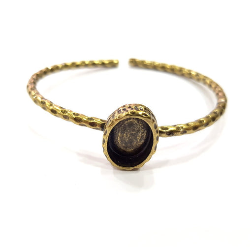 Bracelet Blank Cuff Bezel Resin Bangle inlay Blank Glass Cabochon Base Bezel Hammered Adjustable Antique Bronze Bracelet (10x8mm ) G15982