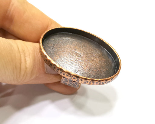 Copper Ring Blank Setting Cabochon Base inlay Ring Backs Mounting Adjustable Ring Base Bezel (40x30mm blank) Antique Copper Plated G16862